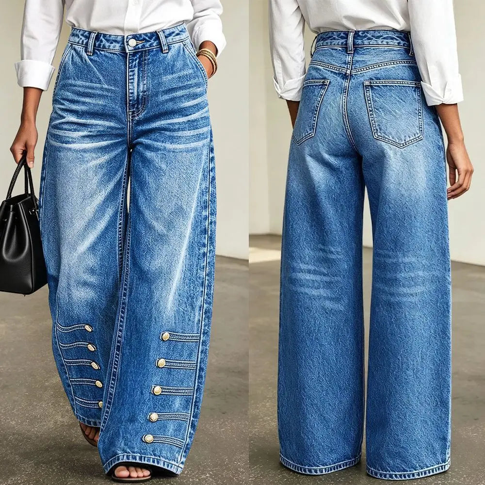 Jean wide leg femme en denim bleu à jambes larges SecretBombe