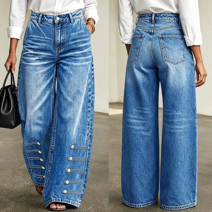 Jean wide leg femme en denim bleu à jambes larges SecretBombe