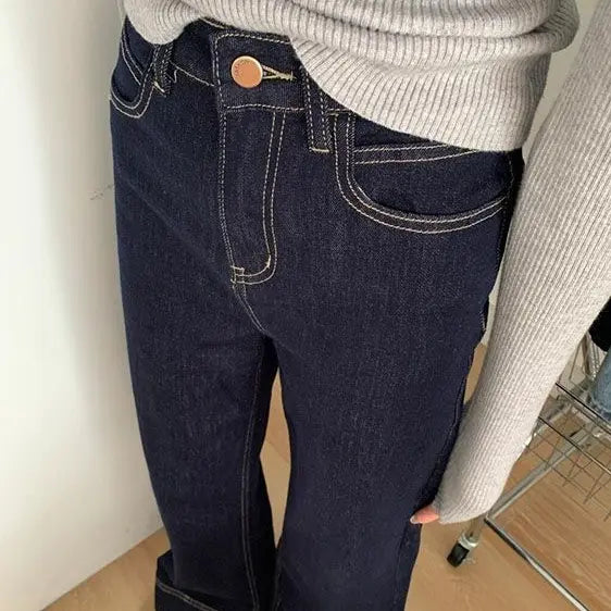 Jean femme bleu foncé à jambes larges SecretBombe