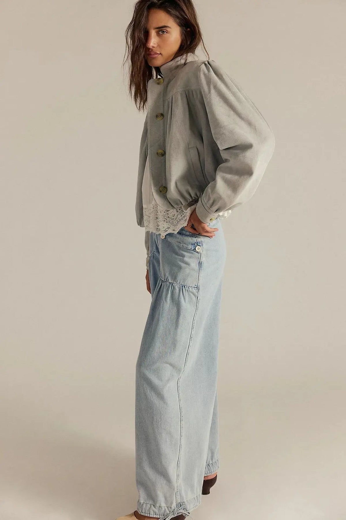Jean large femme bleu délavé au style décontracté SecretBombe