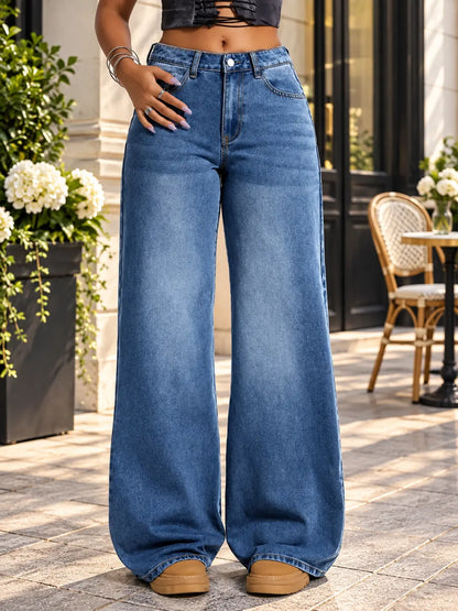 Jean large femme bleu délavé à coupe ample SecretBombe