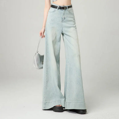 Jean wide leg femme bleu clair au style décontracté SecretBombe