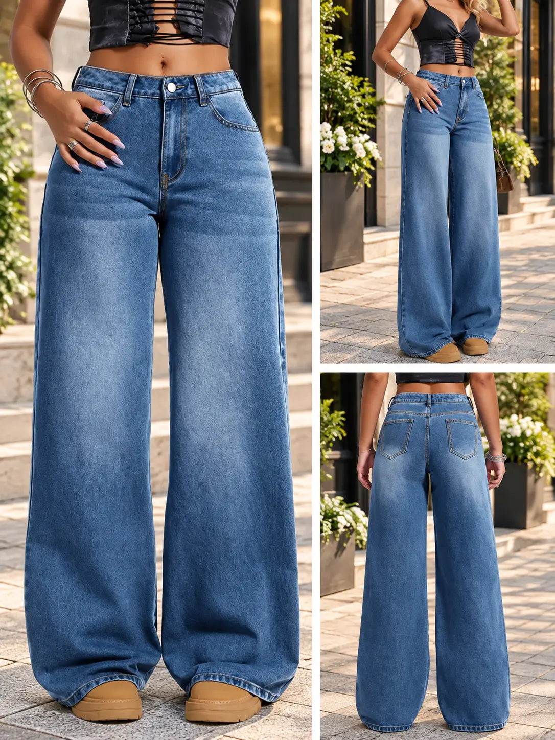 Jean large femme bleu délavé au look tendance SecretBombe