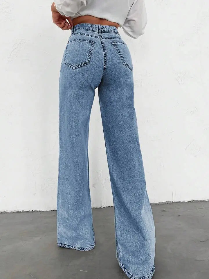 Jean large femme en denim bleu clair délavé SecretBombe