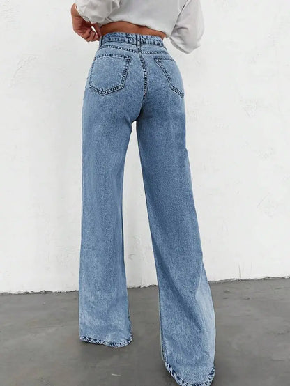 Jean large femme en denim bleu clair délavé SecretBombe