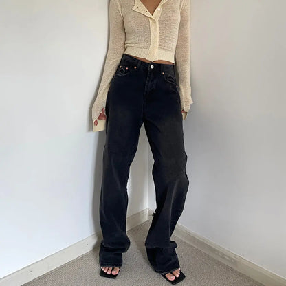 Jean large bleu délavé pour femme SecretBombe.