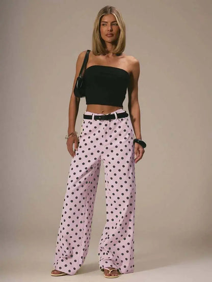 Jean large femme rose à pois noirs SecretBombe