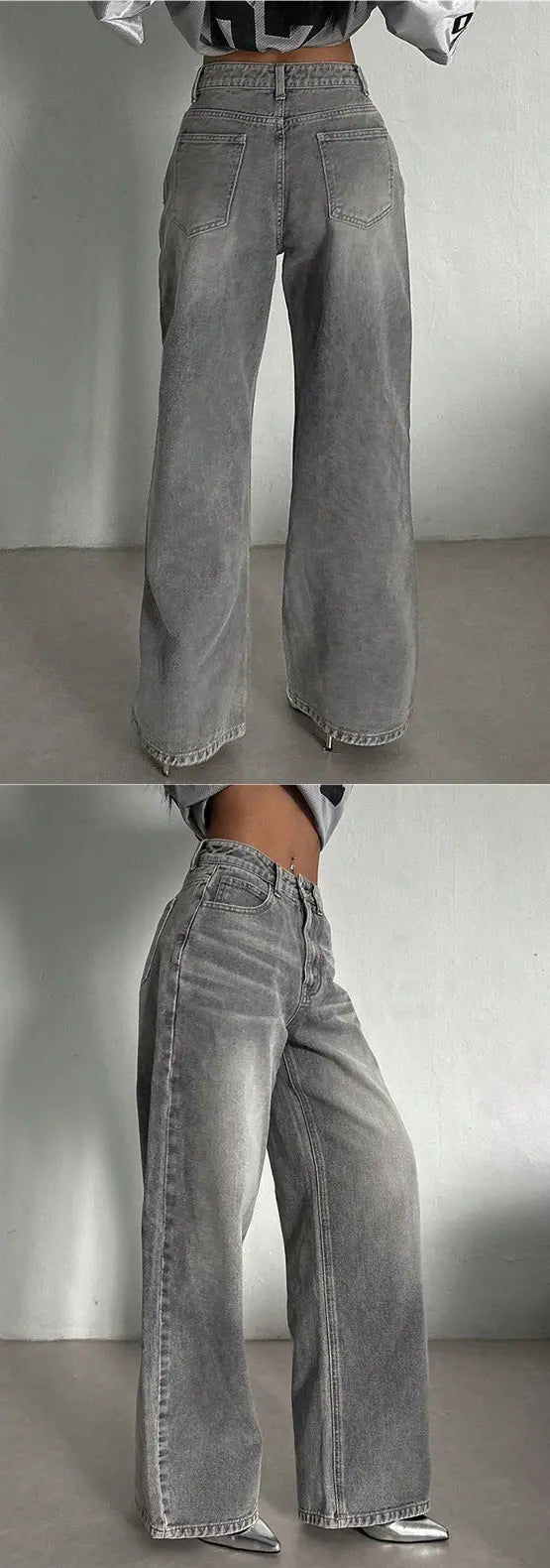 Jean large gris fumé style vue de face