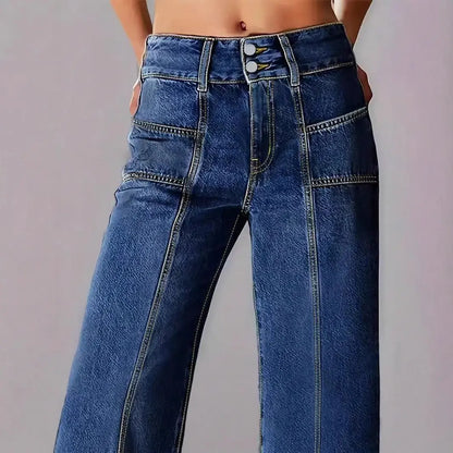 Jean femme coupe large bleu marine idéal au quotidien – SecretBombe