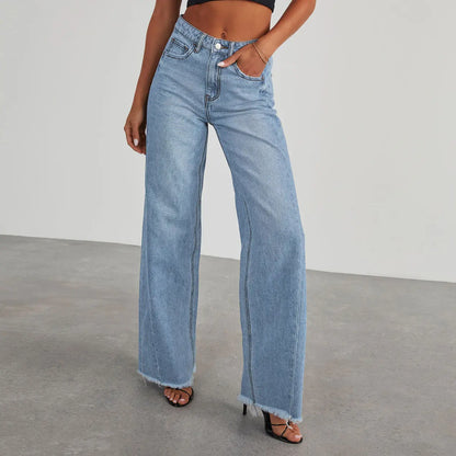 Jean large femme bleu clair à taille basse SecretBombe