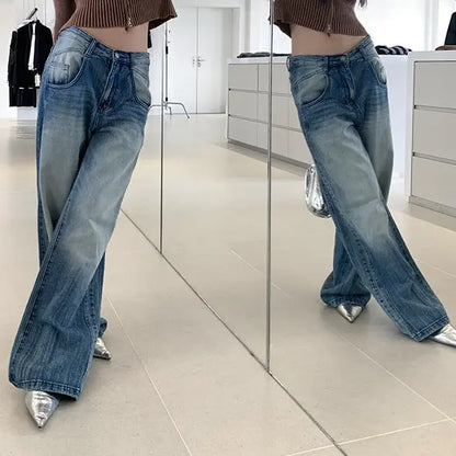 Jean taille basse bleu délavé pour femme SecretBombe