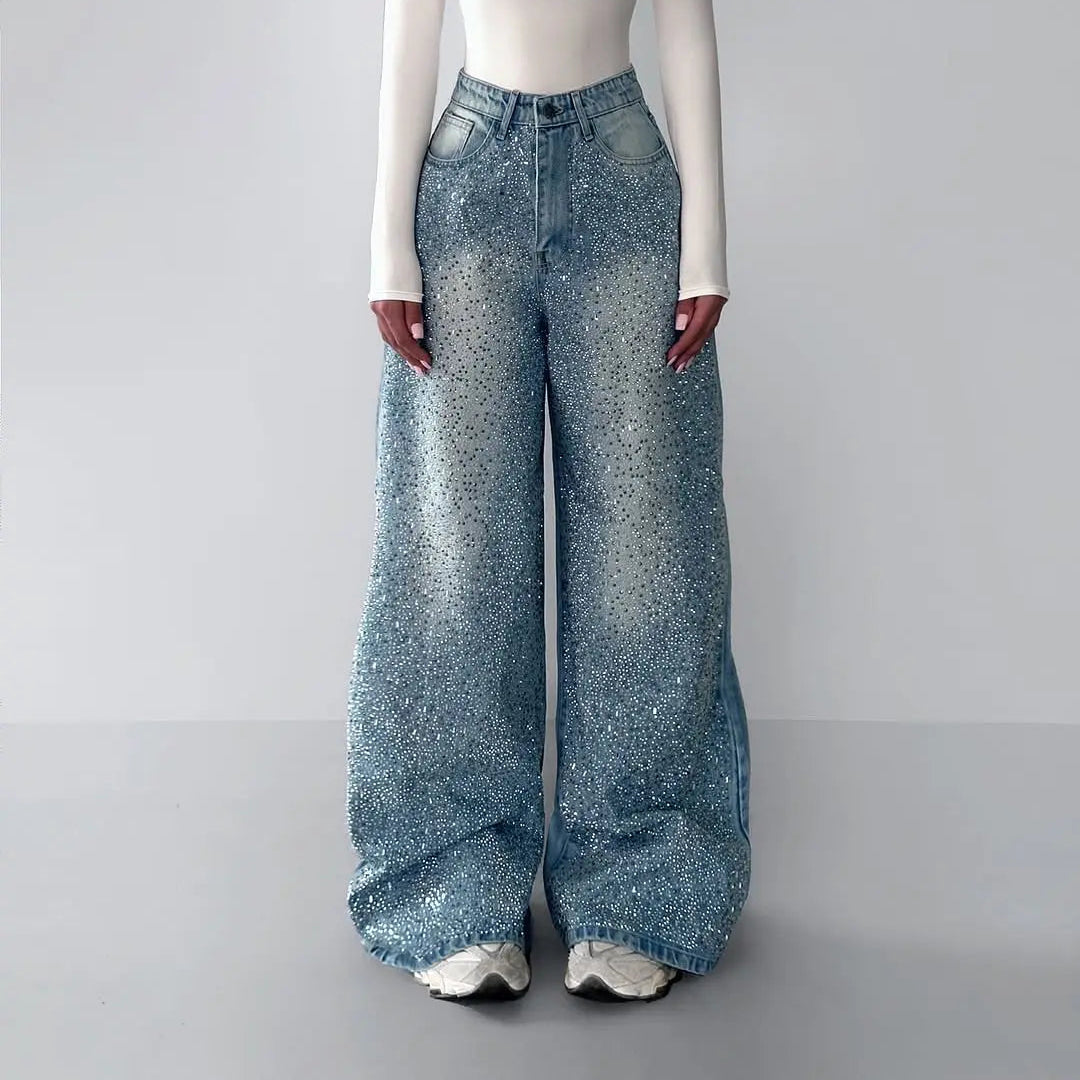 Jean femme chic avec détails brillants sur toute la jambe SecretBombe