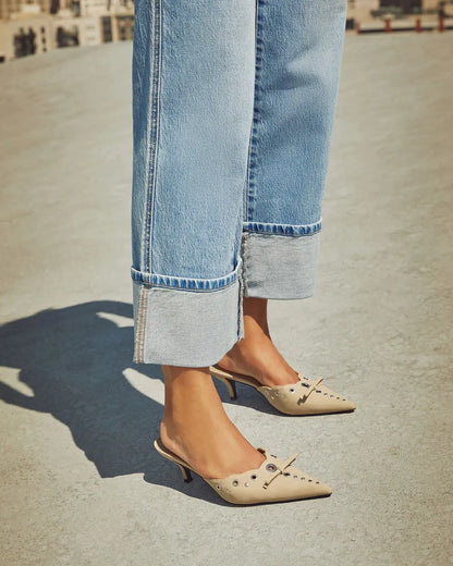 Jean femme street hipster, denim coton confortable, style urbain avec revers tendance