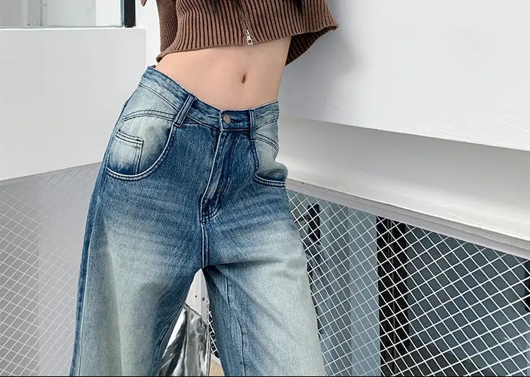 Jean rétro bleu à jambes larges pour femme SecretBombe