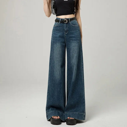 Jean wide leg bleu foncé pour femme à coupe ample SecretBombe