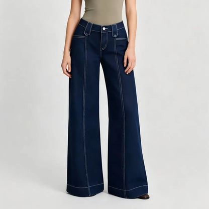 Jean large femme bleu marine à jambes larges SecretBombe