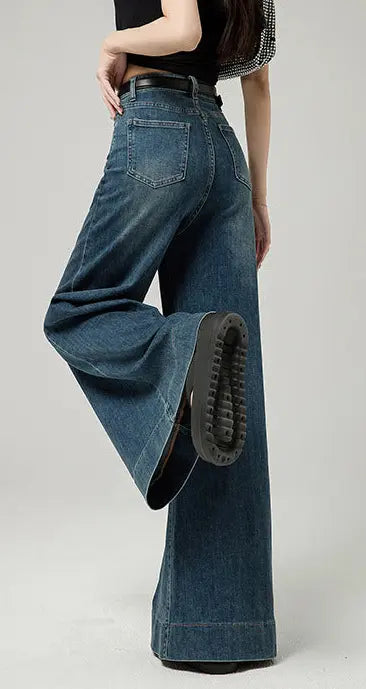 Jean femme bleu foncé à jambes très larges SecretBombe