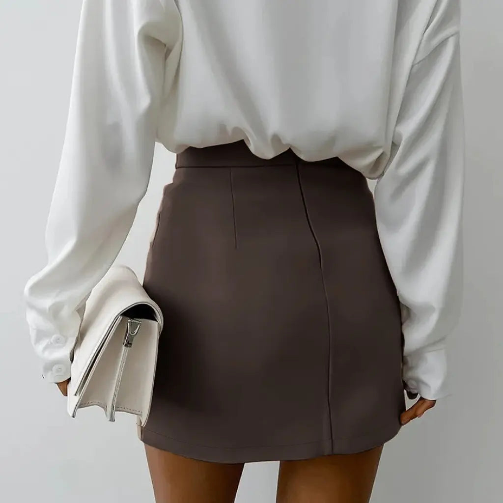  Jupe asymétrique marron femme SecretBombe, coupe courte chic et féminine