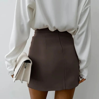  Jupe asymétrique marron femme SecretBombe, coupe courte chic et féminine