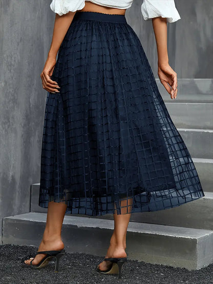 Jupe en tulle bleu marine femme SecretBombe, modèle midi fluide au style chic et raffiné