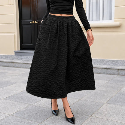 Jupe longue noire femme SecretBombe, coupe évasée élégante et taille haute