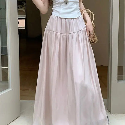 Jupe longue rose streetwear chic et légère