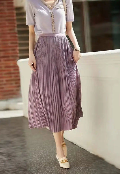 Jupe plissée mi-longue pour femme, look chic et aérien