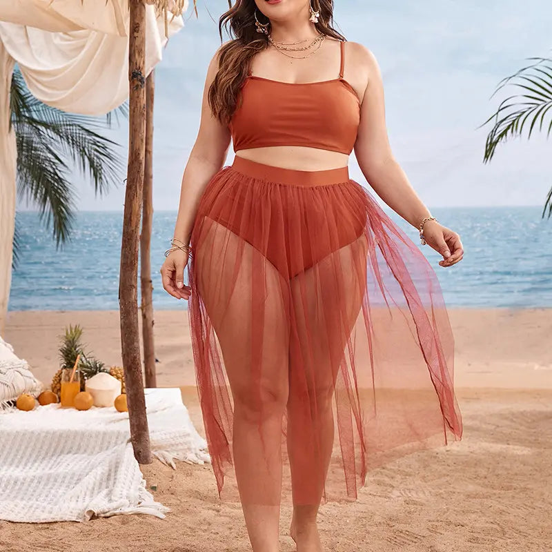 Tenue balnéaire orange  élégante pour femme ronde SecretBombe
