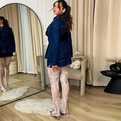Veste en jean cintrée femme bleu foncé élégante SecretBombe