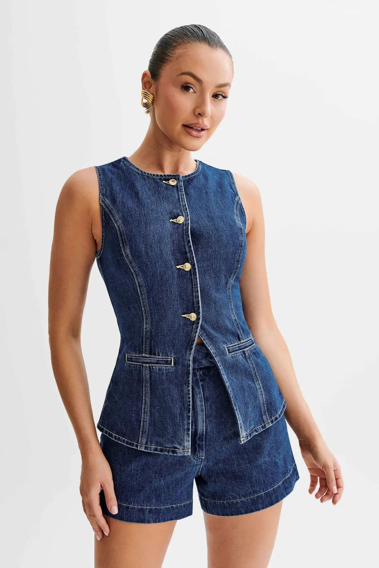 Veste sans manches denim femme élégante SecretBombe