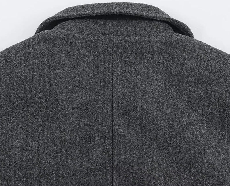 Manteau court femme gris anthracite col écharpe XS–L | SecretBombe