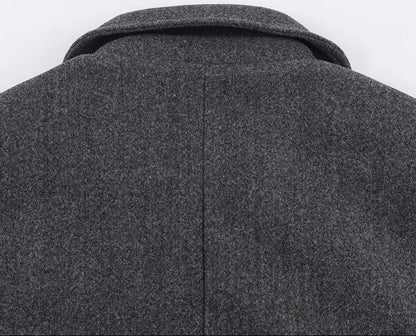 Manteau court femme gris anthracite col écharpe XS–L | SecretBombe