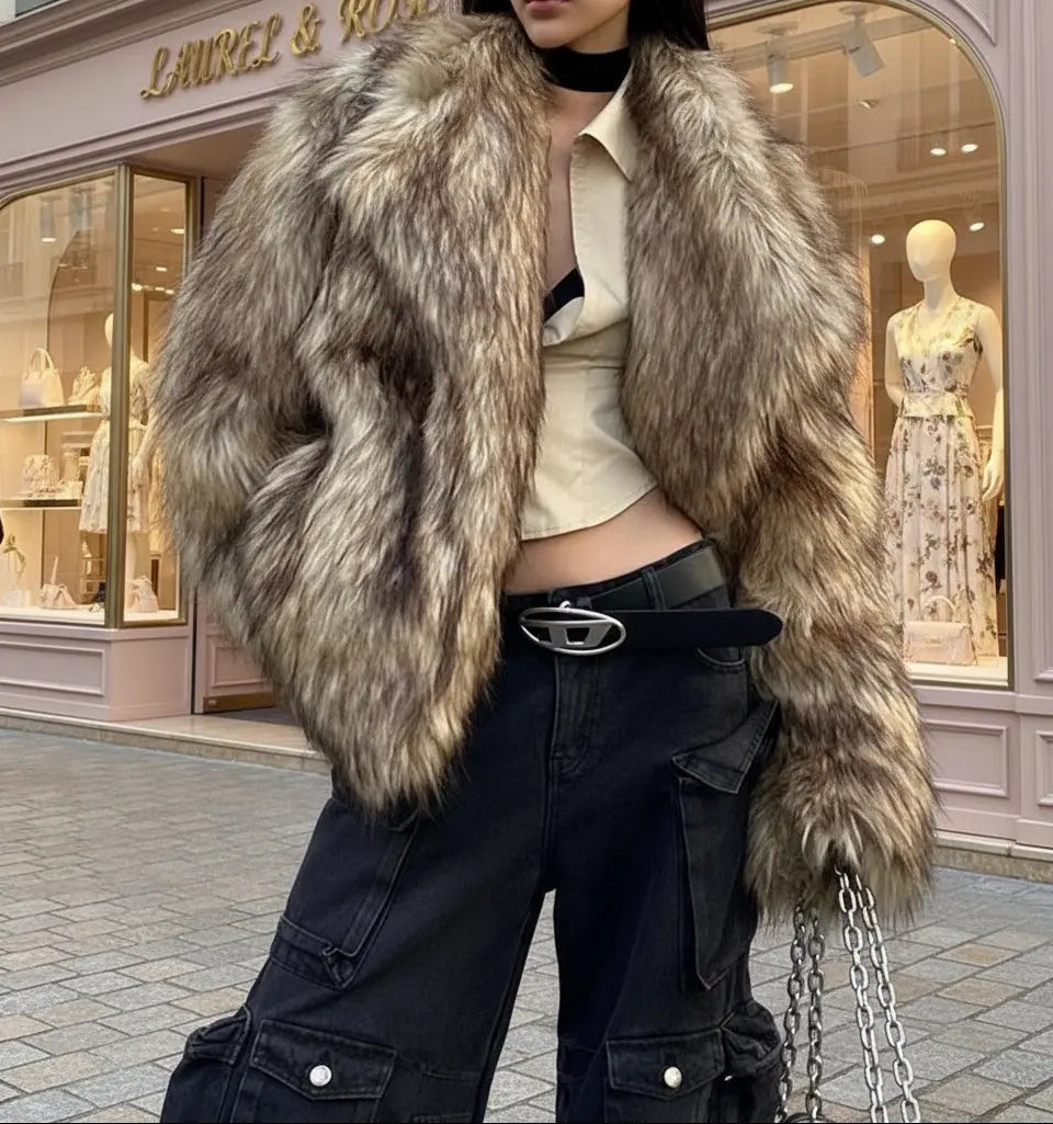 Manteau chaud et stylé pour femme en hiver, fourrure ultra-douce