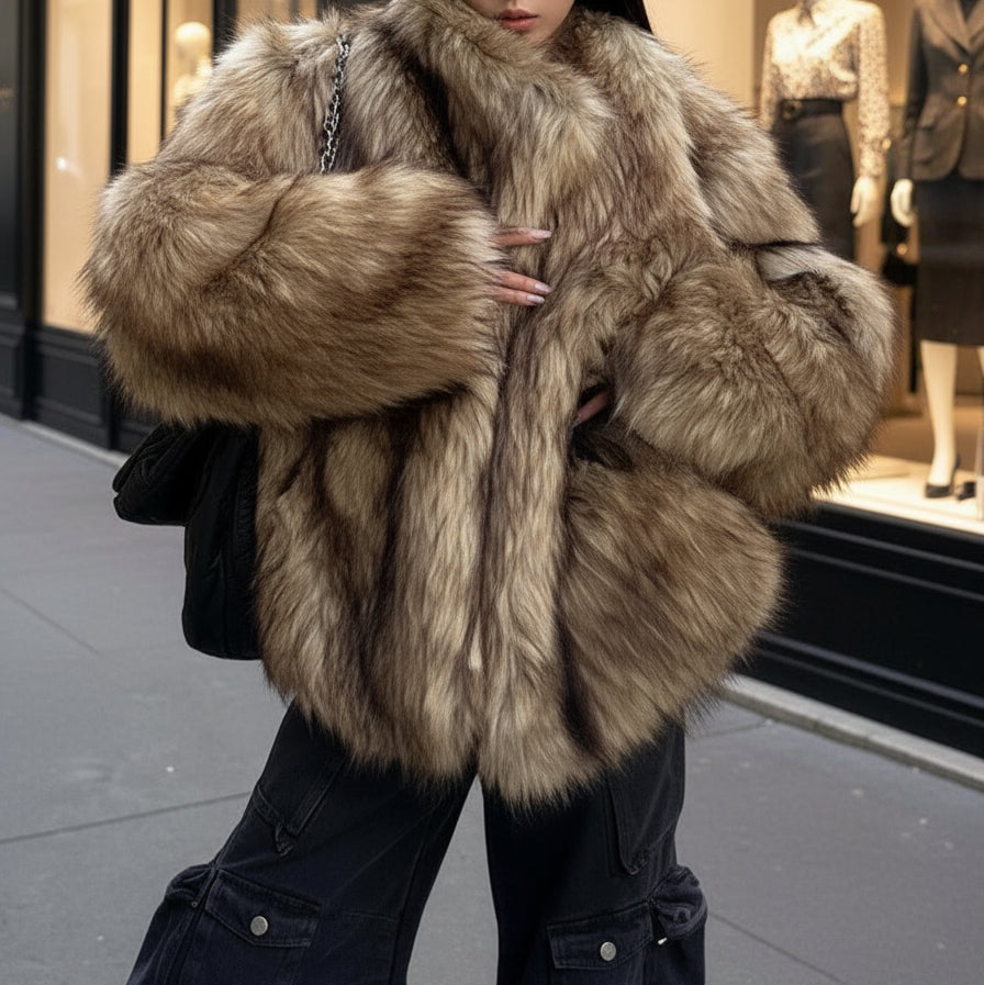 Manteau chaud et stylé pour femme en hiver, fourrure ultra-douce