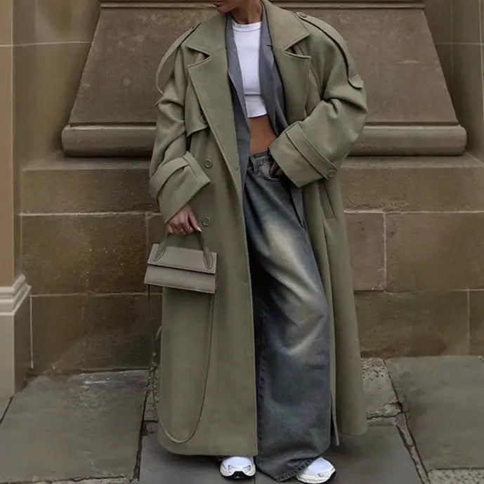 Tableau des tailles S, M, L pour manteau oversize femme