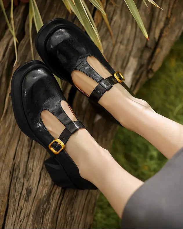 Chaussures Mary Jane noir à talon haut (6–8 cm) et bout rond pour femme