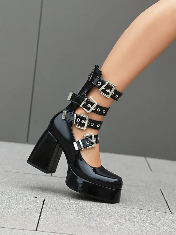 Chaussures Mary Jane vegan vernis noir talon compensé femme secretbombe