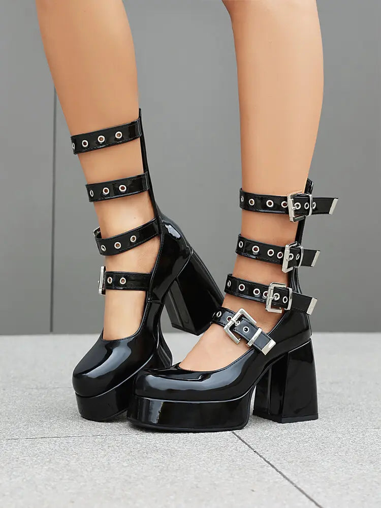 Mary Jane multi-brides talon premium cuir vegan vernis élégance femme secretbombe