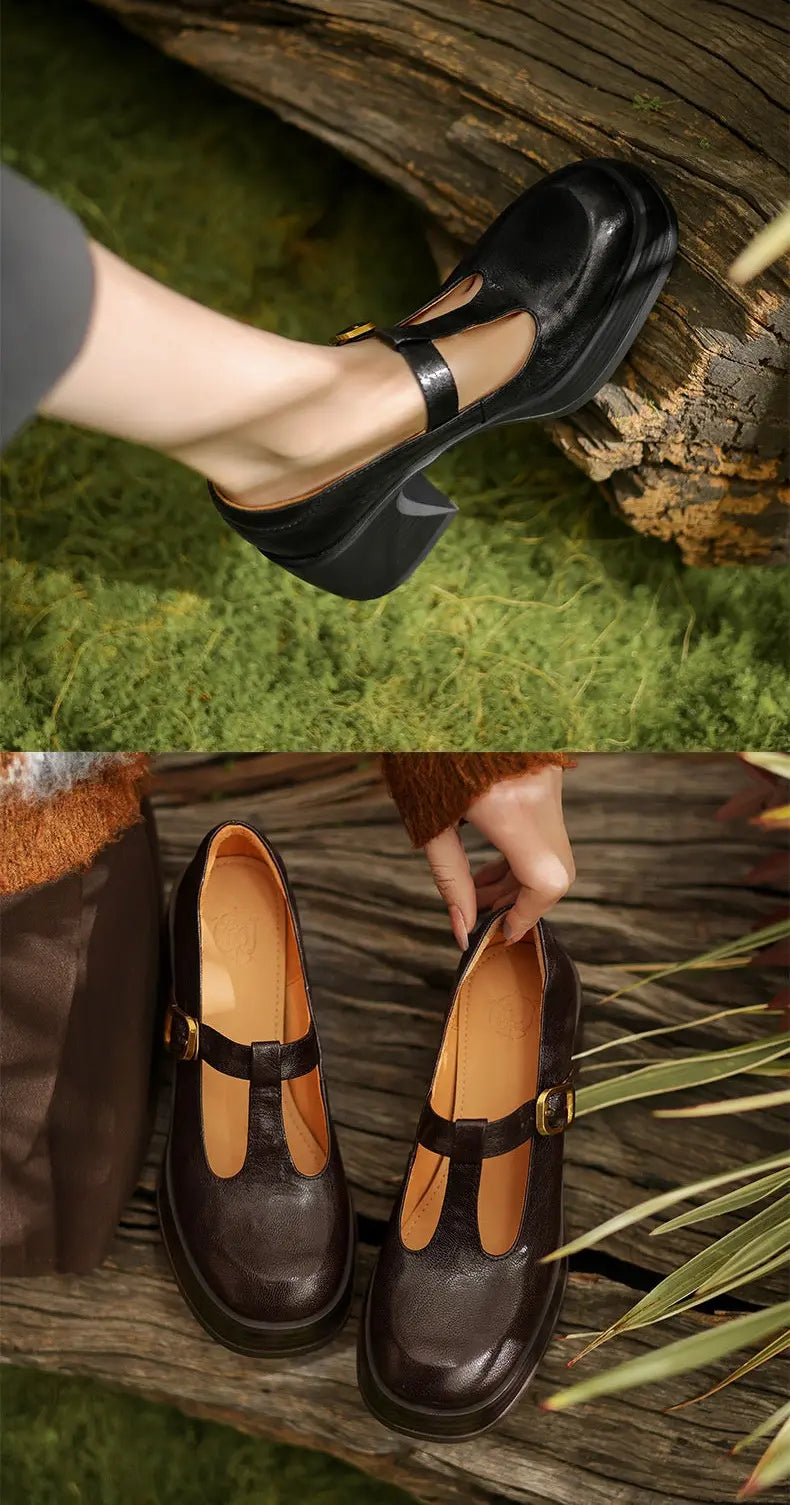 Mary Jane chocolat confortable pour femme, parfaite pour sorties et bureau