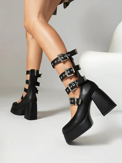 Mary Jane à talon confortable brides multiples cuir vegan vernis femme secretbombe