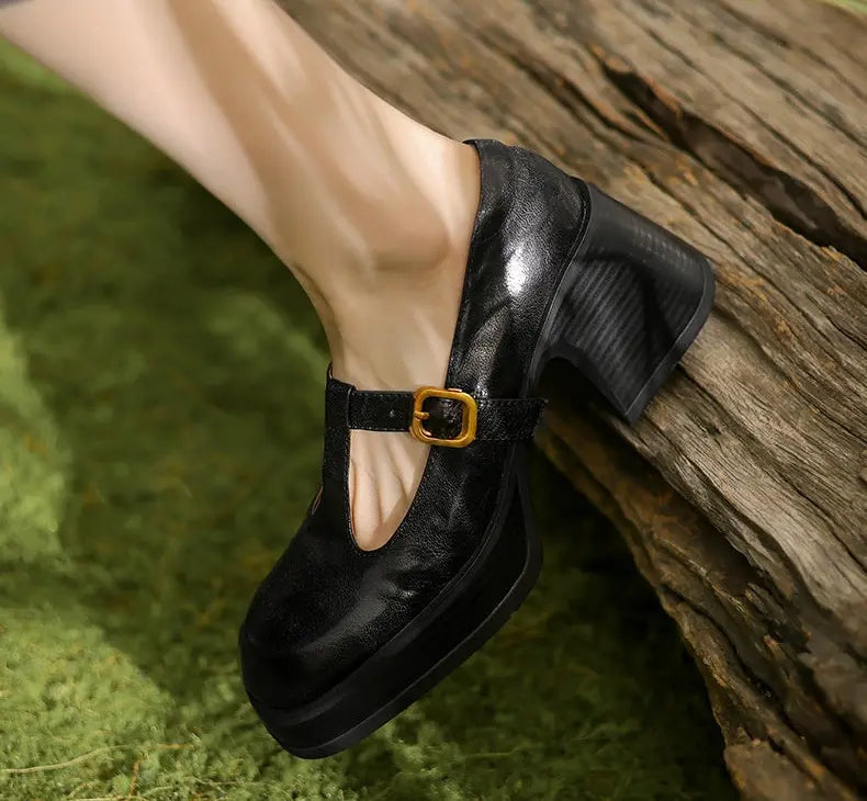 Chaussures Mary Jane noir à talon haut (6–8 cm) et bout rond pour femme