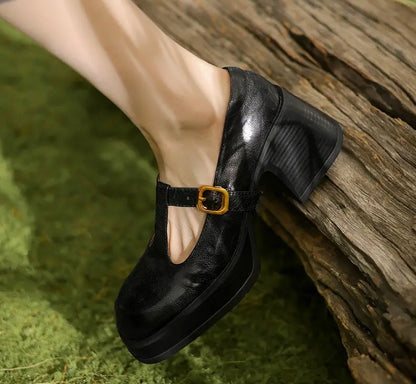 Chaussures Mary Jane noir à talon haut (6–8 cm) et bout rond pour femme