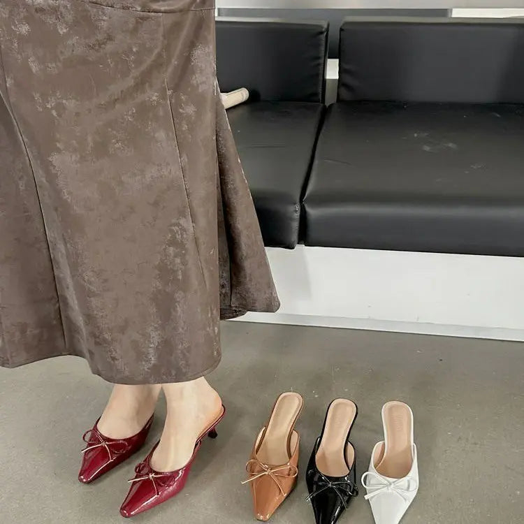 Mules femme  élégantes noeud finition brillante SecretBombe