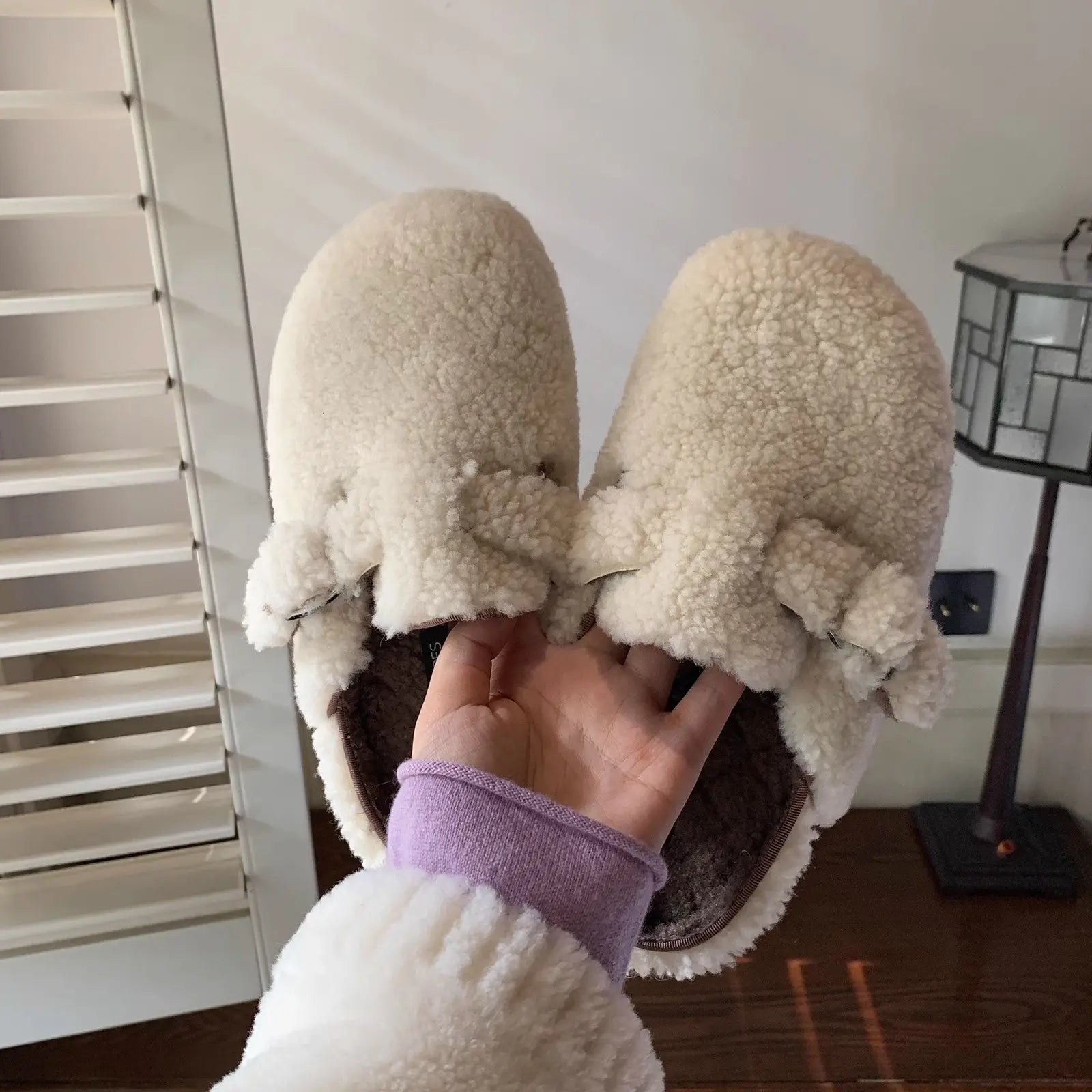 Mules femme fourrées beige confortables pour le quotidien – SecretBombe