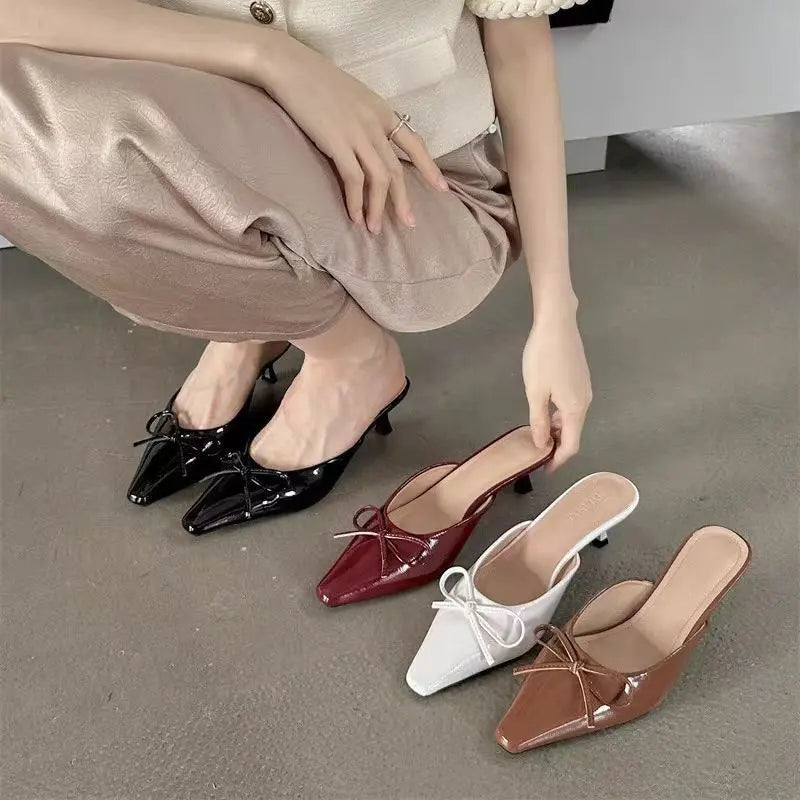 Mules femme blanc chic bout carré talon bas SecretBombe