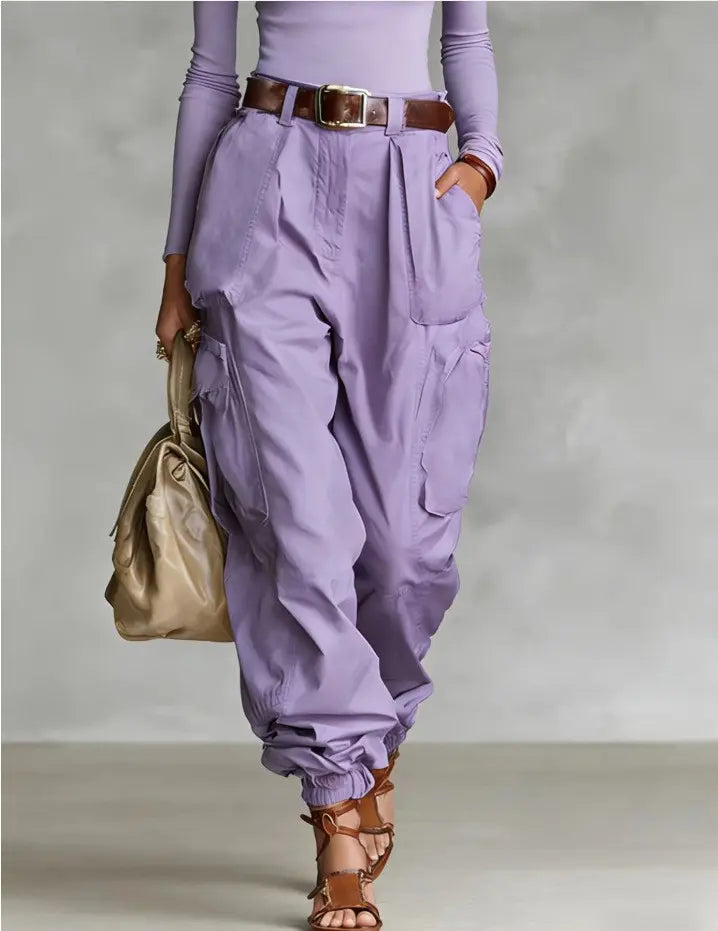 Pantalon cargo femme lilas à poches latérales SecretBombe