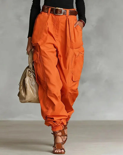 Pantalon cargo femme orange à coupe ample SecretBombe