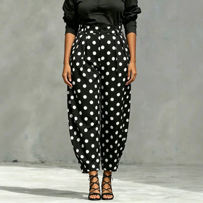 Pantalon noir à pois blancs femme à coupe ample SecretBombe