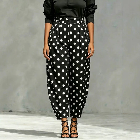 Pantalon noir à pois blancs femme à coupe ample SecretBombe