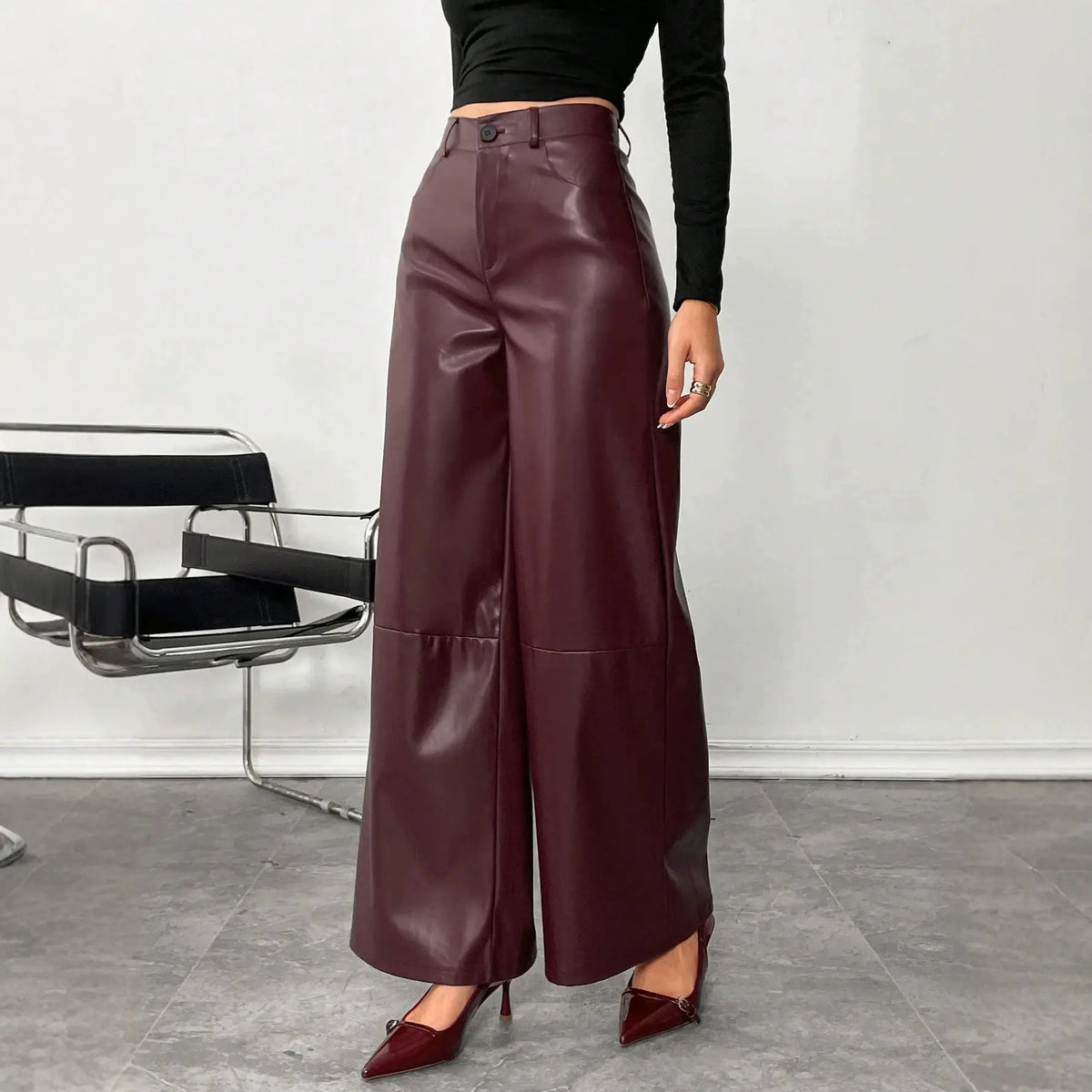Pantalon femme bordeaux à coupe large SecretBombe